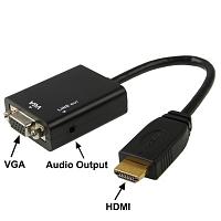 כבל ממיר HDMI to VGA + Audio תומך 1080p באורך 15 ס"מ
